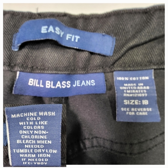 BILL BLASS Jeans Easy Fit Black Denim Straight Leg - Plus Size 18 - Picture 4 of 5